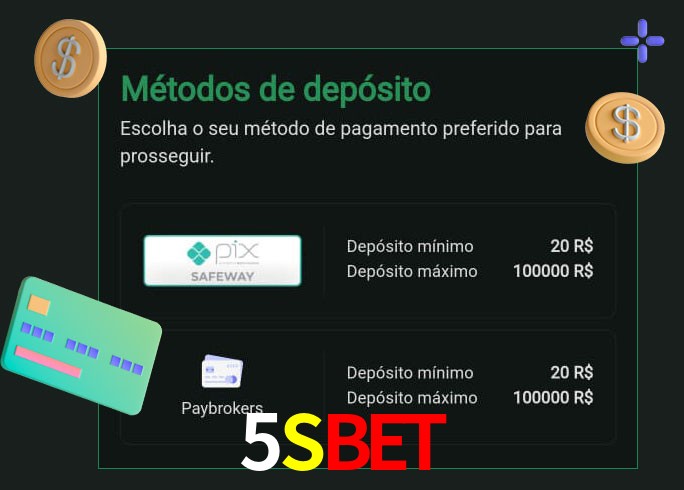 O cassino 5SBET oferece uma grande variedade de métodos de pagamento